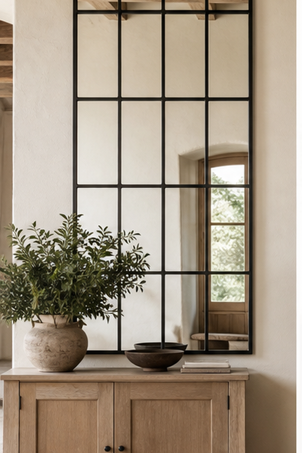 Window-Style Grid Mirror for big mirror ideas