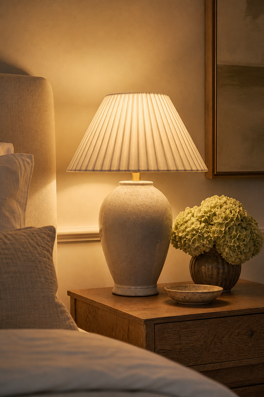 A statement lamp on a simple table