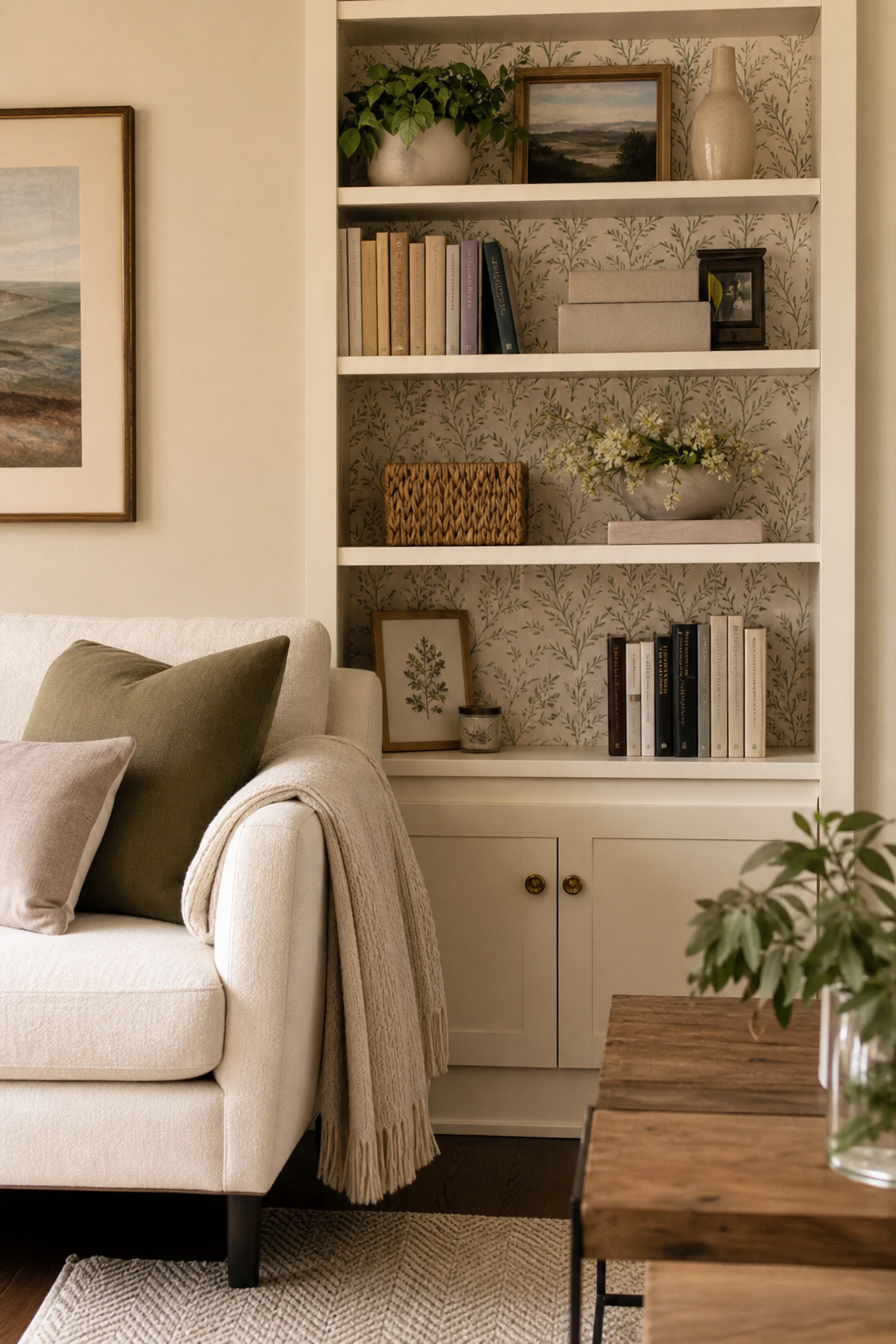 Warm apartment aesthetic idea with use peel-and-stick details carefully