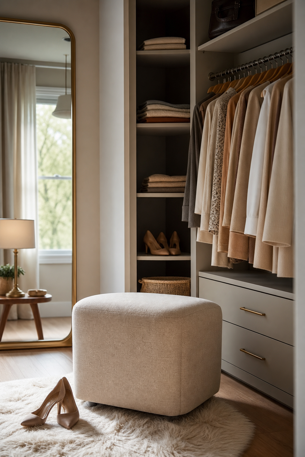 Add A Small Stool Or Ottoman closet inspiration
