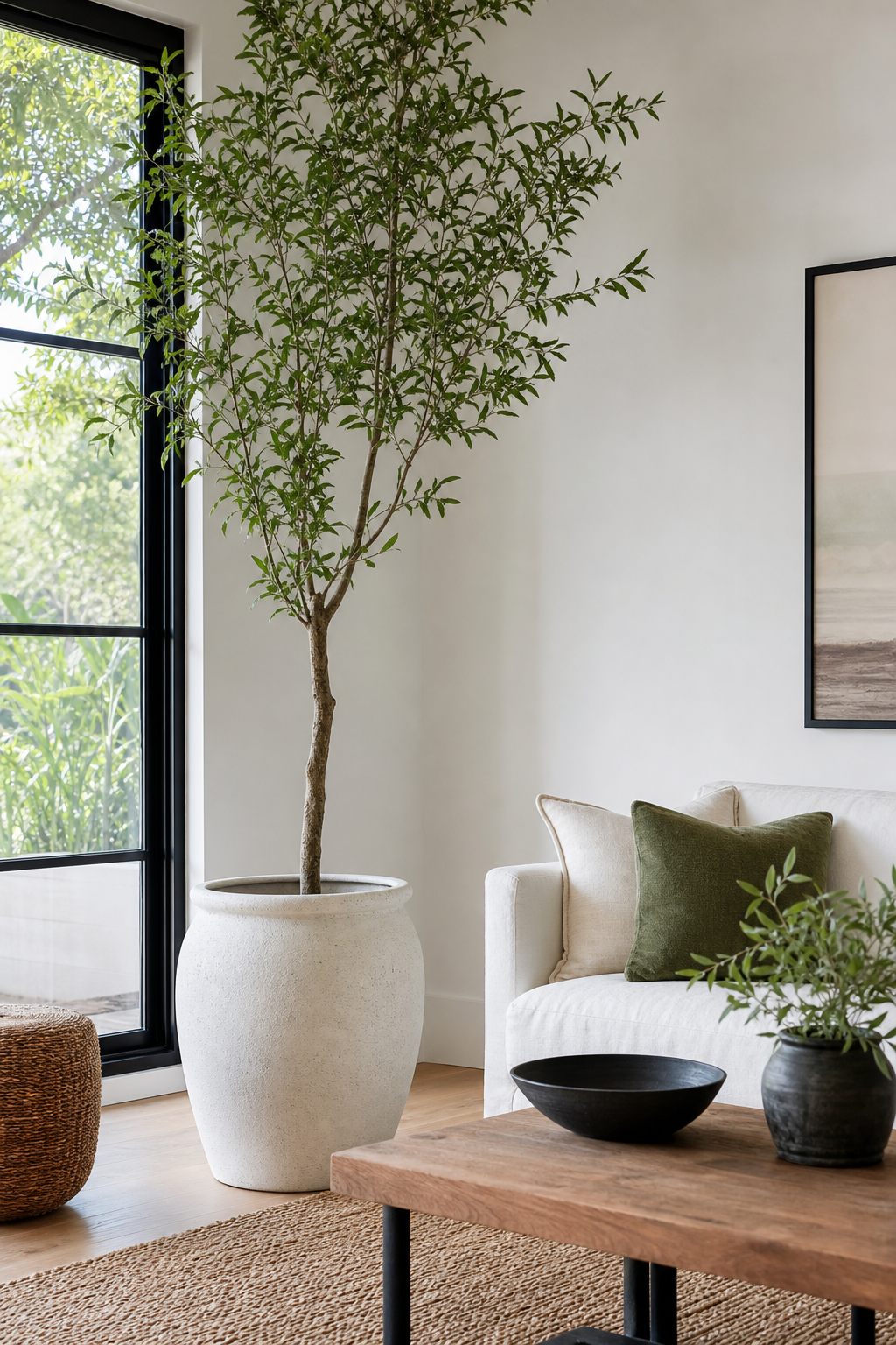 Room inspo aesthetic idea with add plants with architectural shape