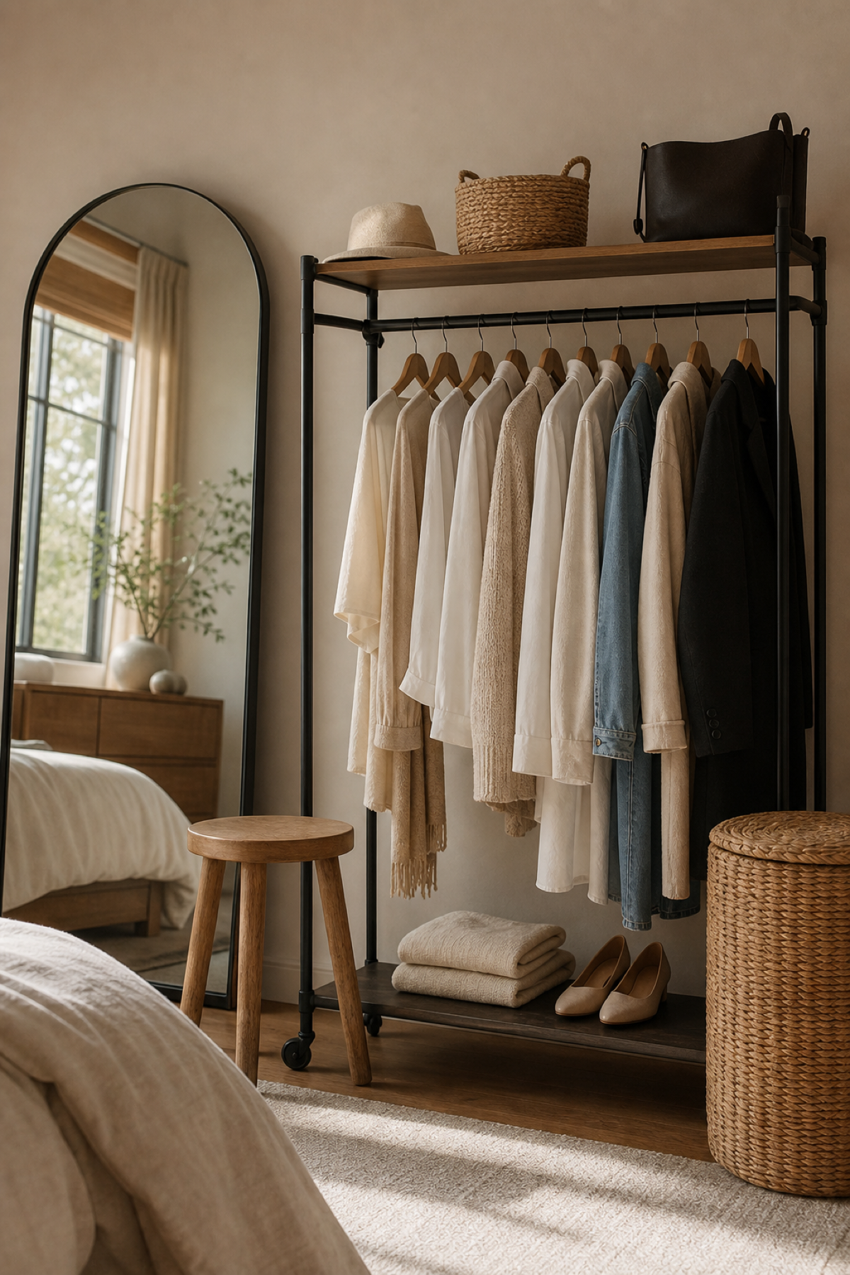 Place A Mirror Beside It for Portable Wardrobe Ideas For A Neat Stylish Home