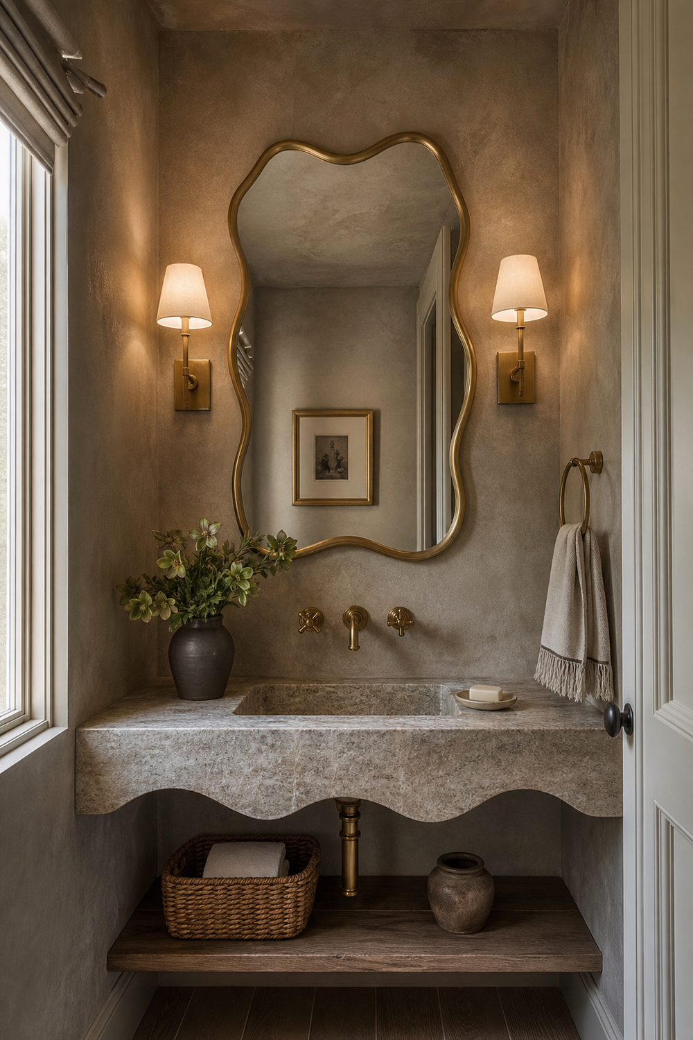 Use A Wavy Mirror In A Powder Room for wavy mirror ideas