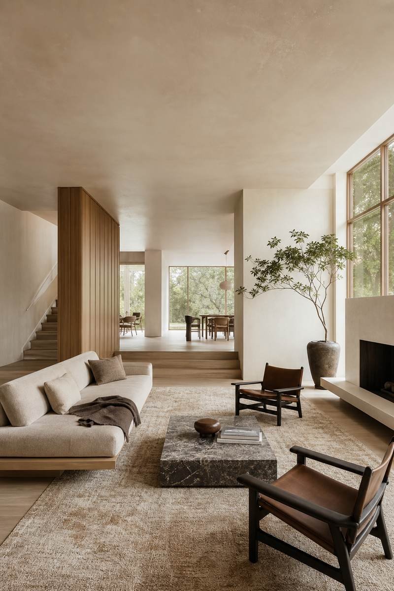 Use Two Sofas For Symmetry for L Shaped Sofa Designs To Anchor A Stylish Living Room