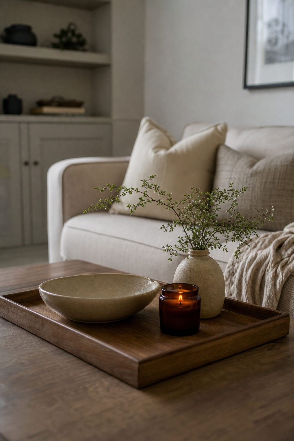 create a coffee table moment for cozy room decor
