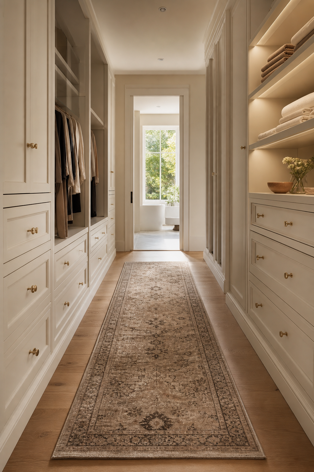Dressing closet idea with add a soft runner underfoot