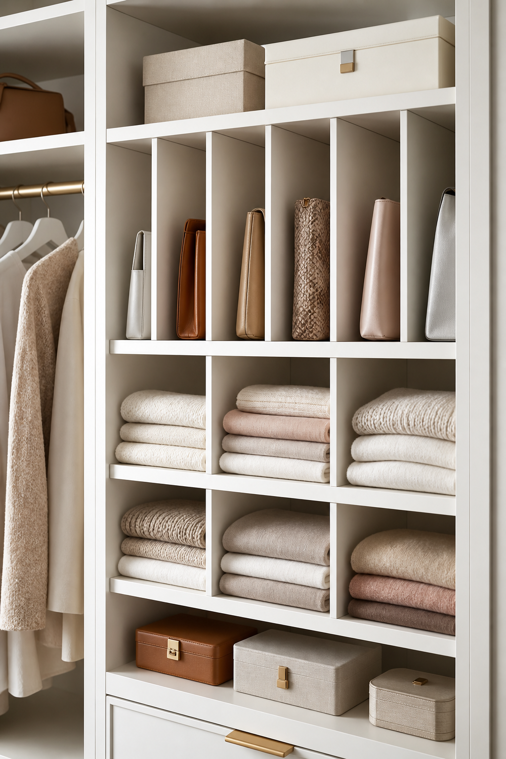 Use Vertical Dividers For Clutches And Sweaters closet inspiration