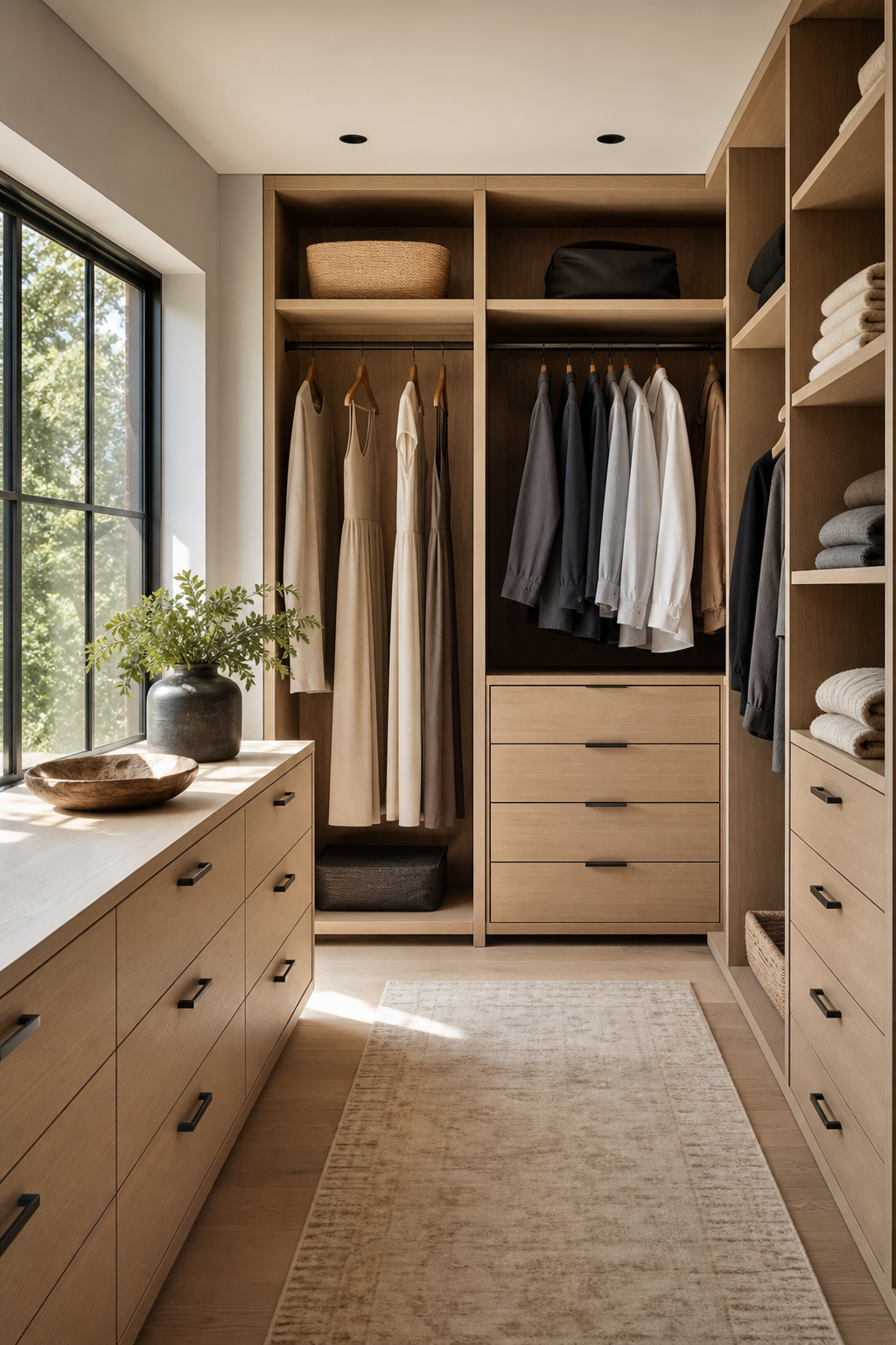 Mix Drawers With Hanging Space in a neat stylish closet room