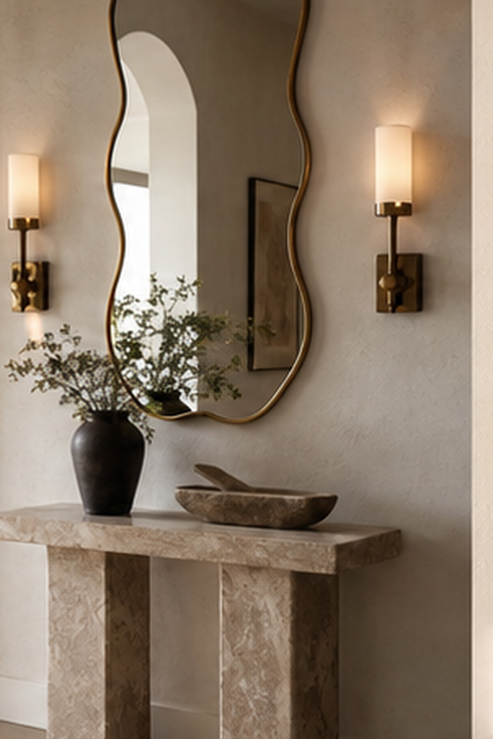 Make A Fireplace Wall Feel Less Formal for wavy mirror ideas