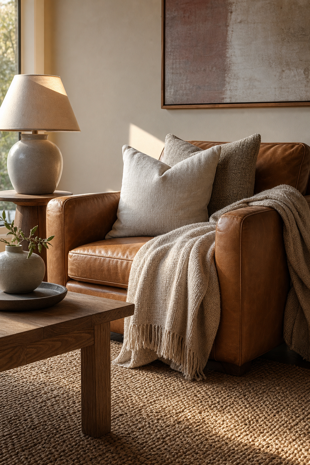 Soften A Leather Sofa With Textiles for Single Sofa Ideas To Anchor A Stylish Living Room