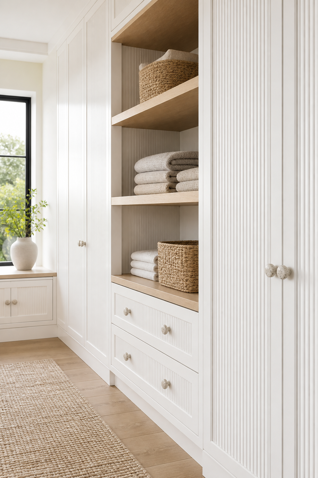 Modern closet design with keep a white closet from feeling flat