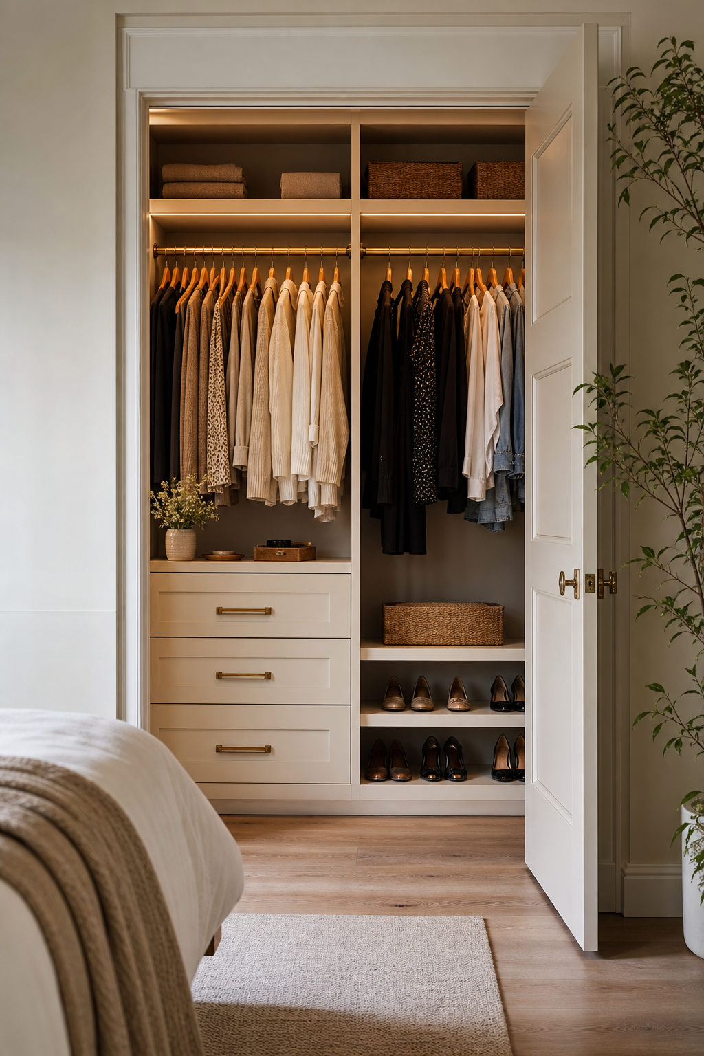 Add Interior Lighting Behind Every Door in a stylish wall closet design
