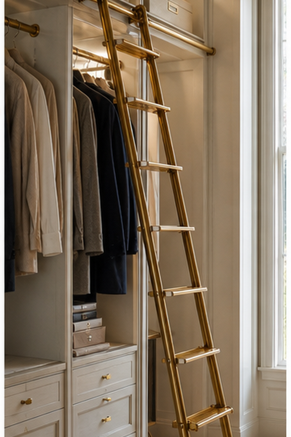 Upper Ladder Rail for small walk-in closet ideas