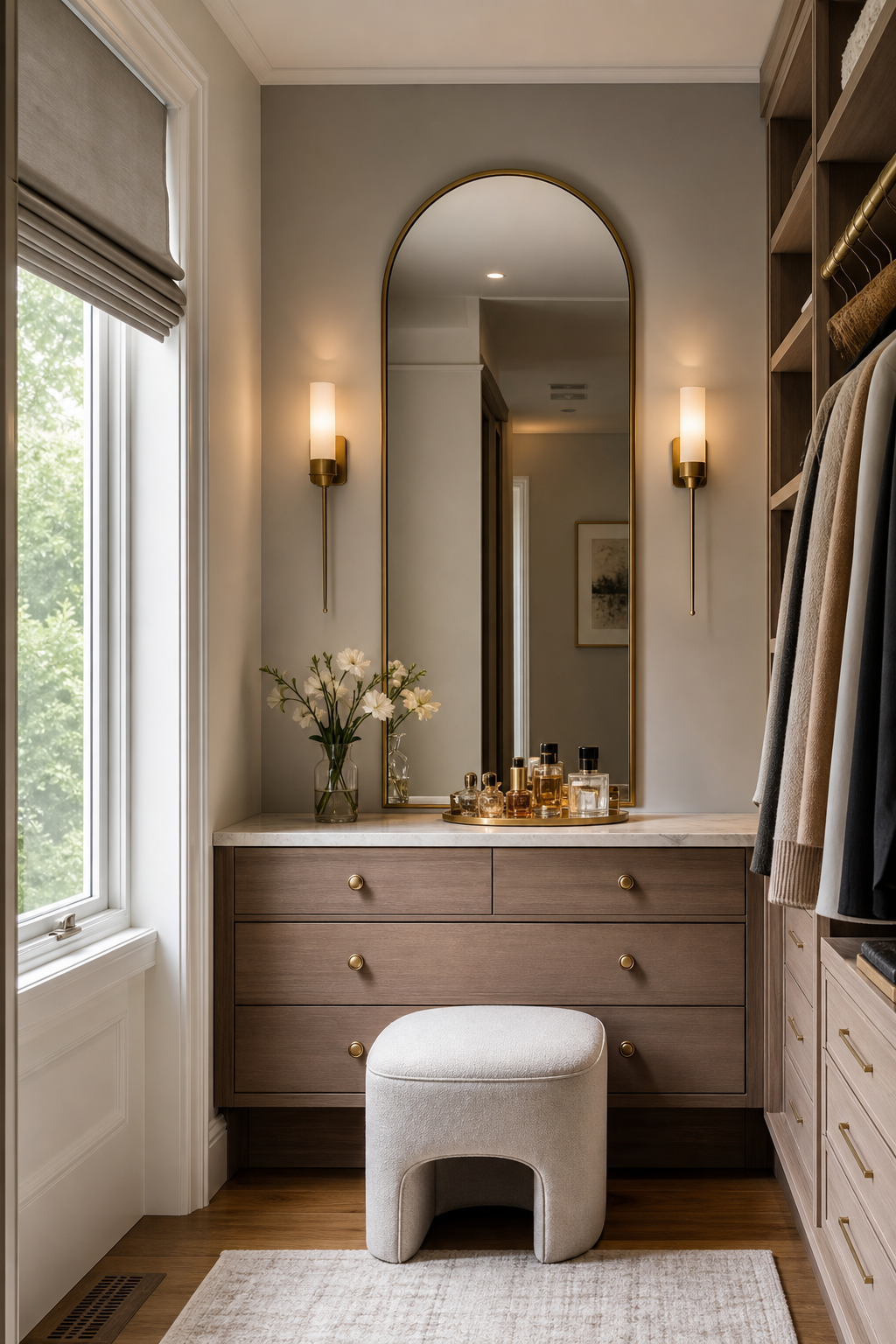 Make A Dressing Nook With Sconces closet inspiration