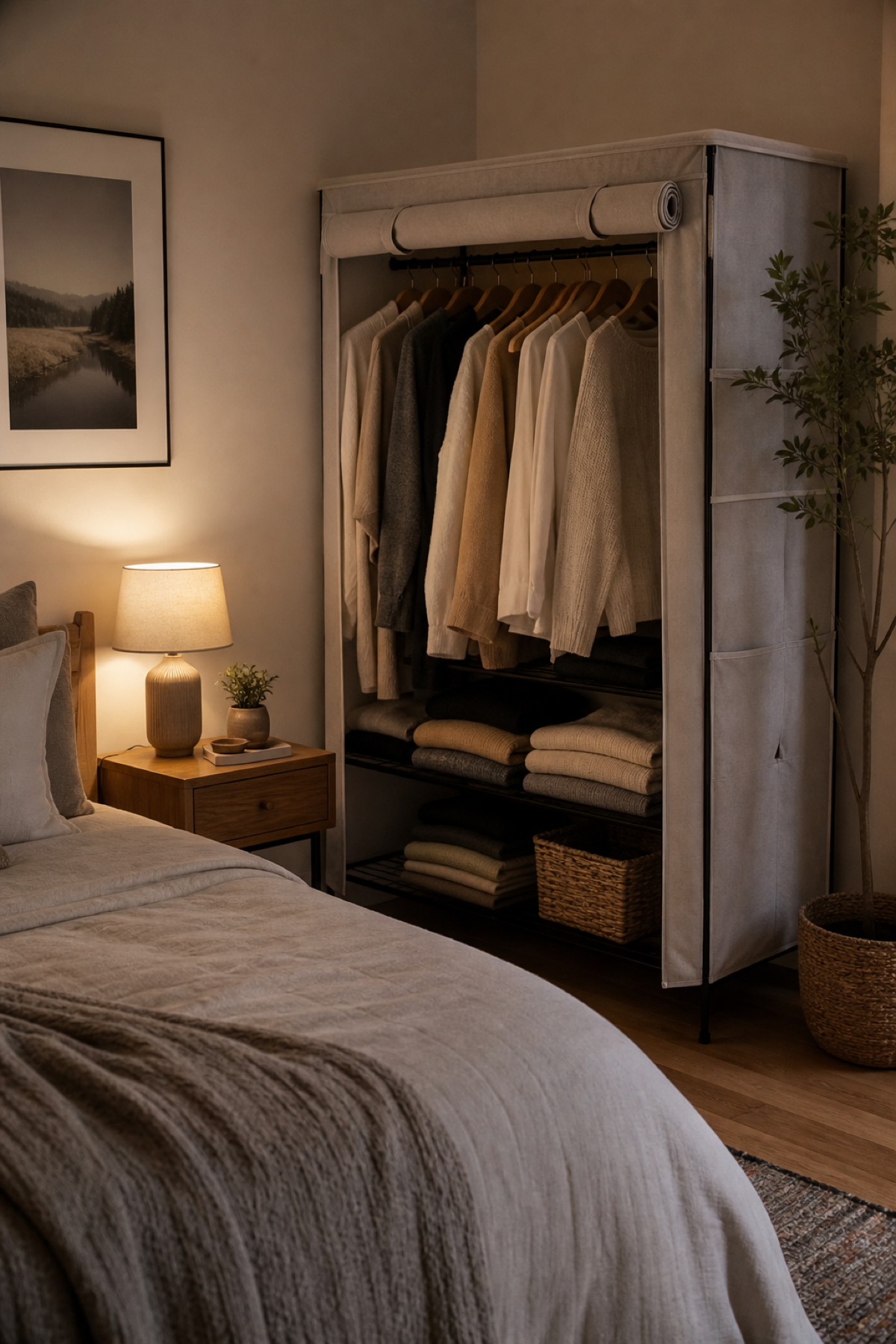 Add A Lamp To Make It Feel Designed for Portable Wardrobe Ideas For A Neat Stylish Home