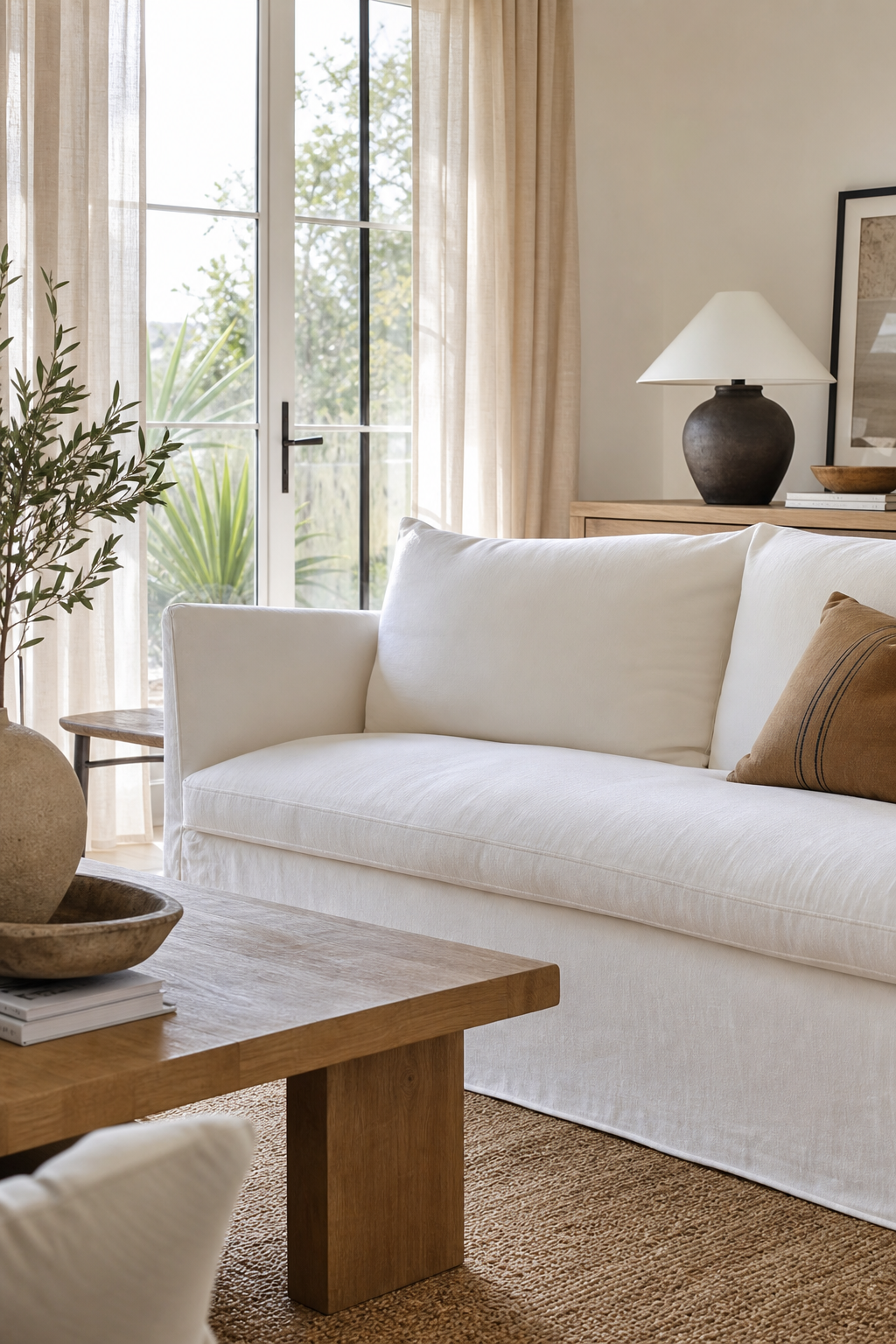 Modern sofa design idea with slipcovered modern sofa