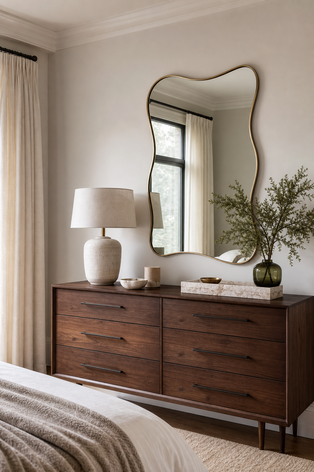 Add A Wavy Mirror Over A Bedroom Dresser for wavy mirror ideas