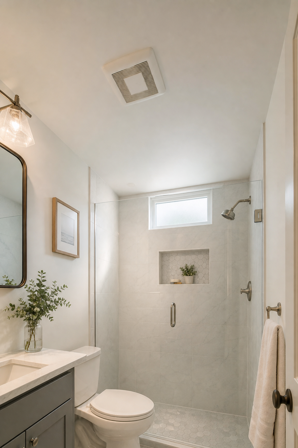 Small bathroom interior idea with paint the ceiling a clean soft white