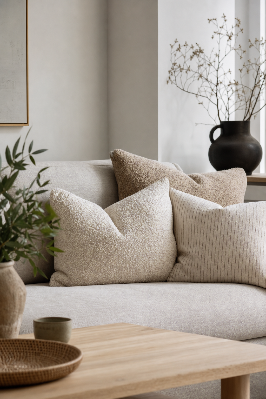 Layer Neutral Pillows With Texture