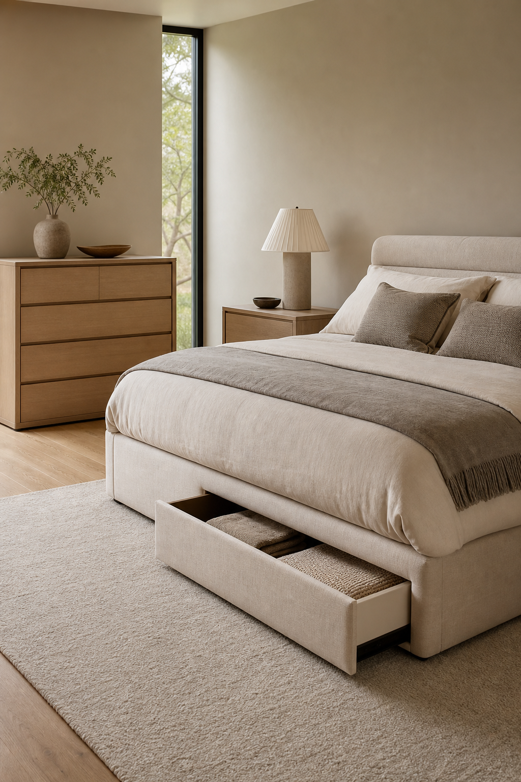 Closed bedroom storage preserving a calm uncluttered retreat