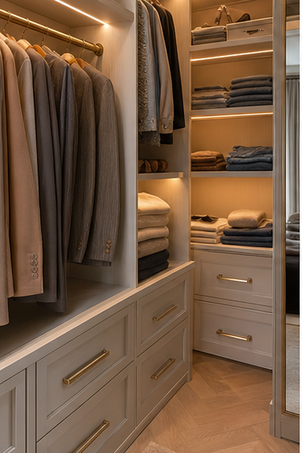 Under-Shelf Lighting for small walk-in closet ideas