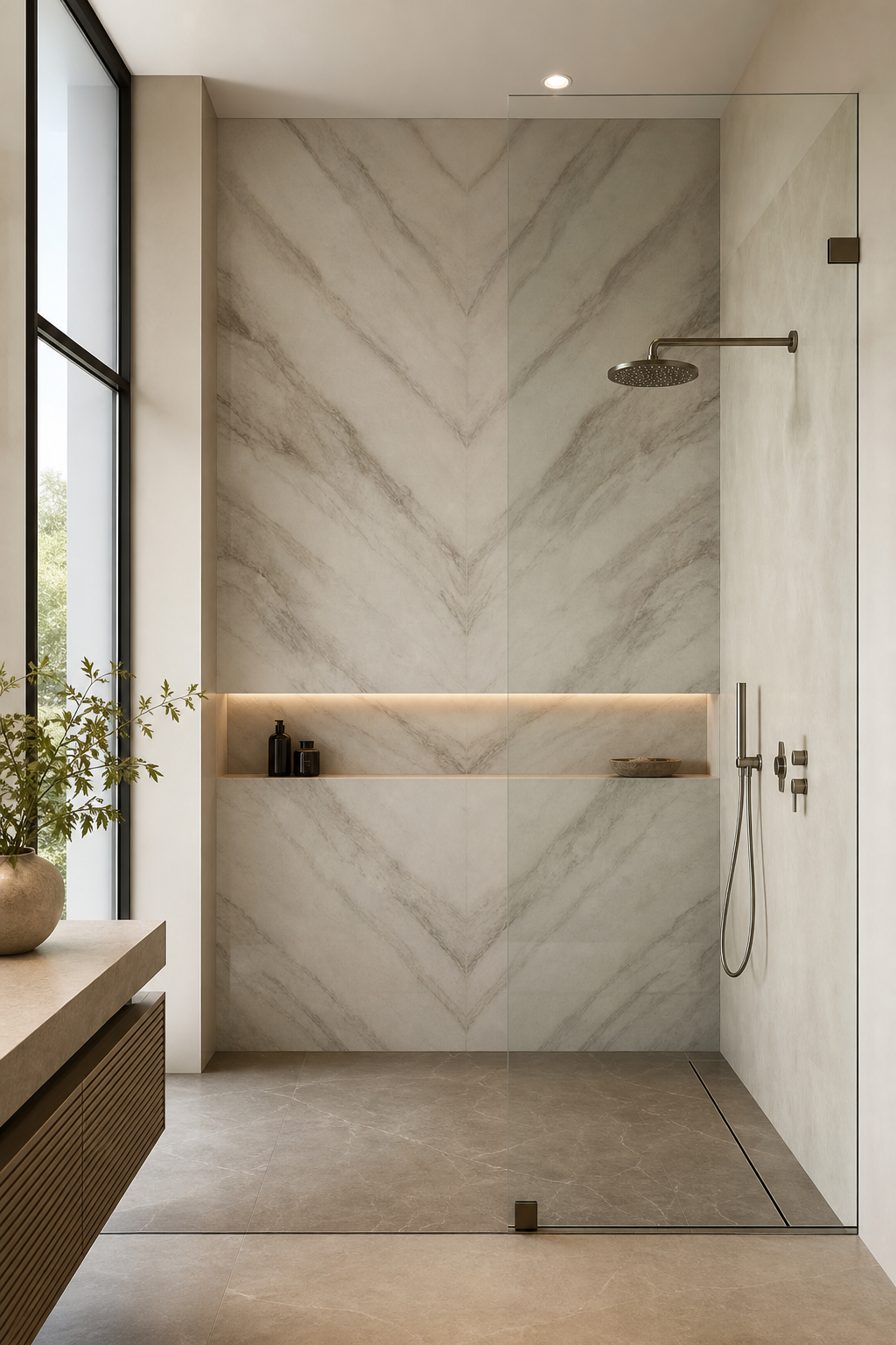 Install Slab Shower Walls