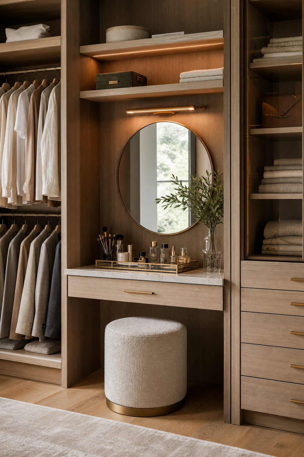 Neat clothing room with make a laundry drop zone