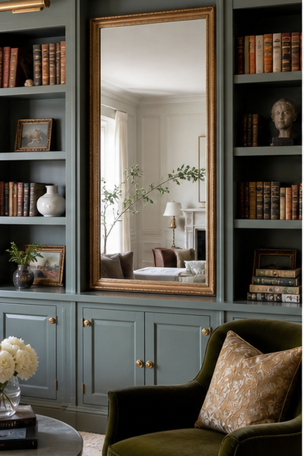 Mirror Between Bookcases for picture mirror ideas