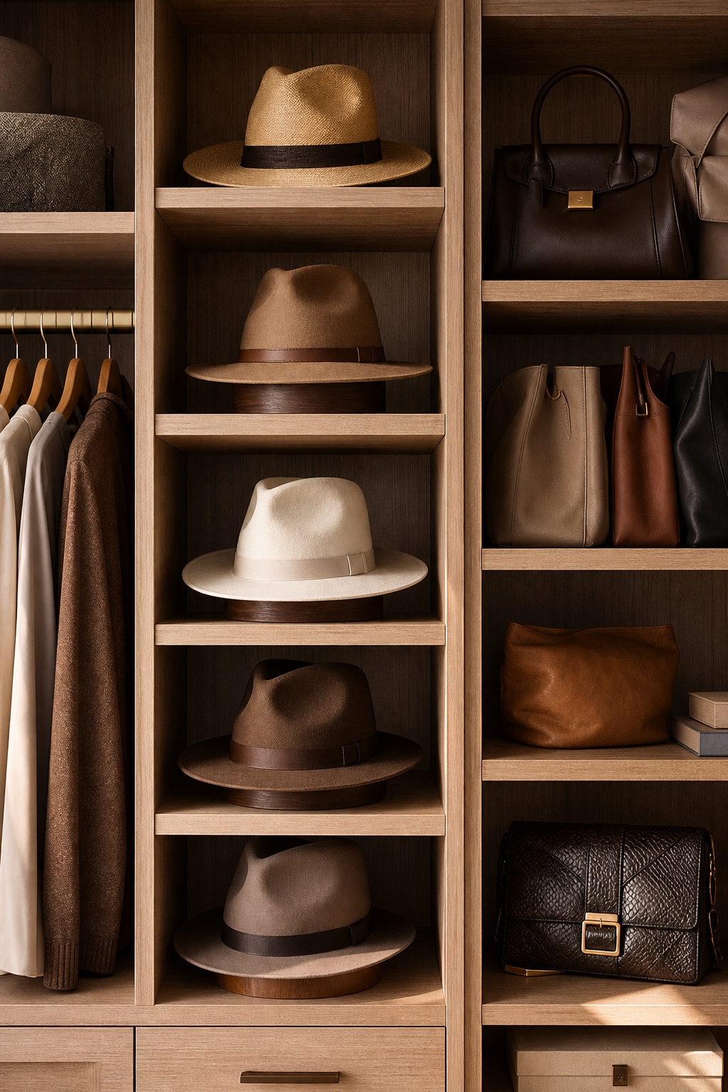 Stack Structured Hats Carefully for neat stylish hat storage