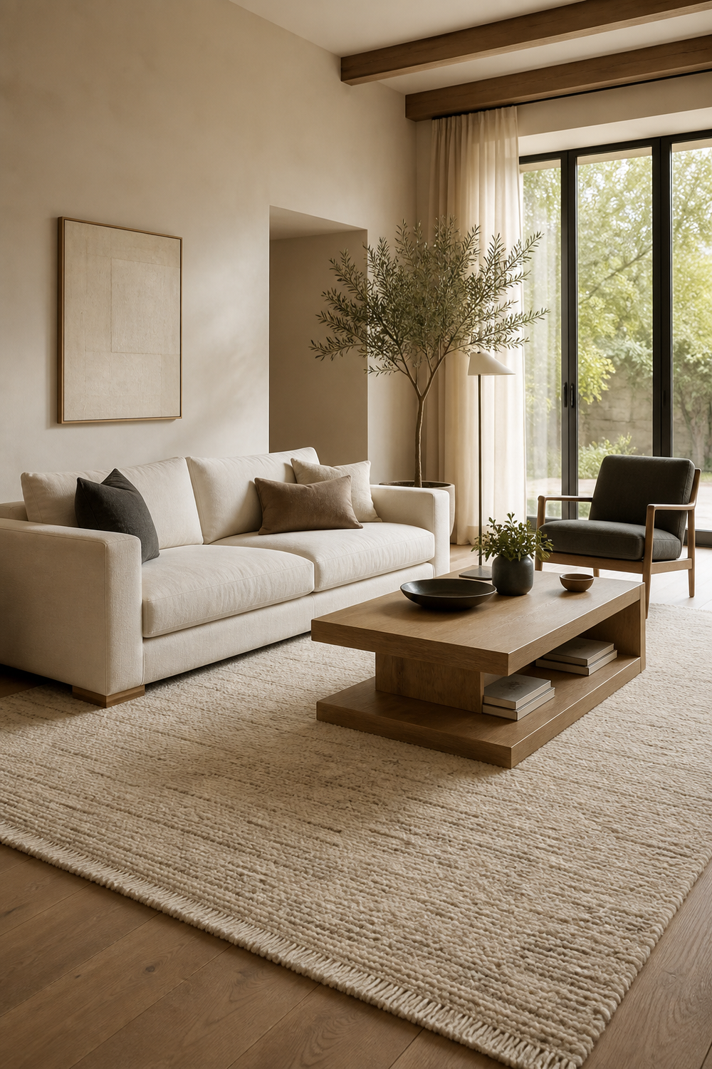 Keep The Rug Generous for Single Sofa Ideas To Anchor A Stylish Living Room