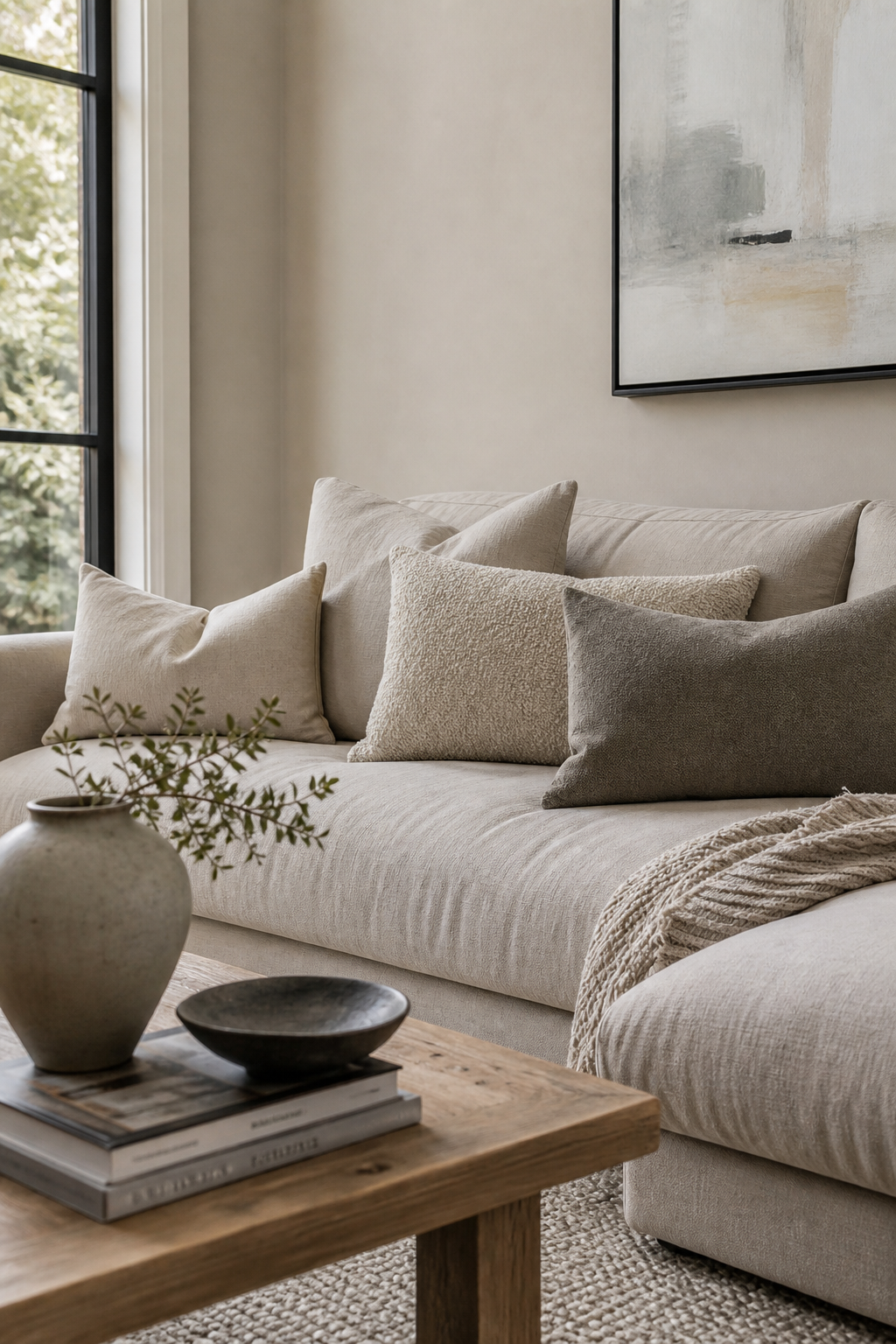 choose tonal pillows for cozy room decor