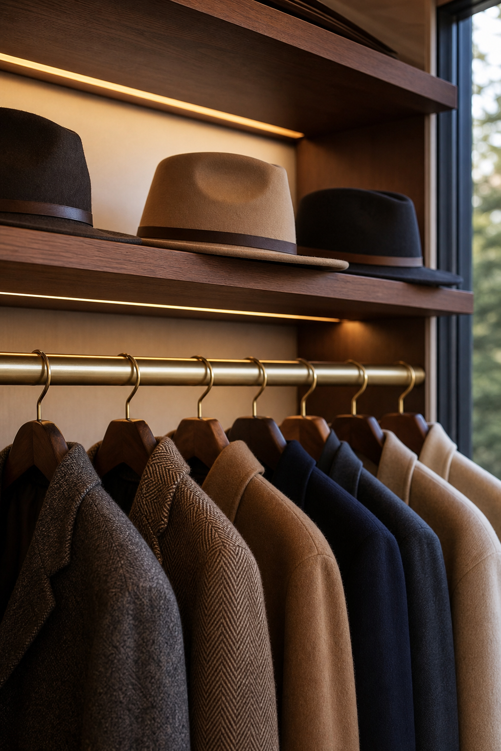 Add A Hat Shelf Over Hanging Rods for neat stylish hat storage