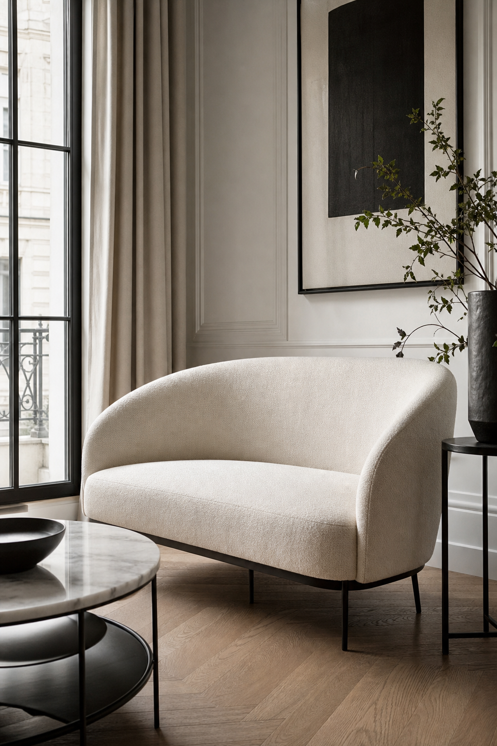 Modern sofa design idea with sculptural settee sofa