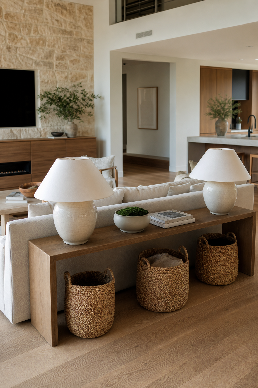 Add A Console Behind The Sofa for Minimalist Sofa Ideas To Anchor A Stylish Living Room