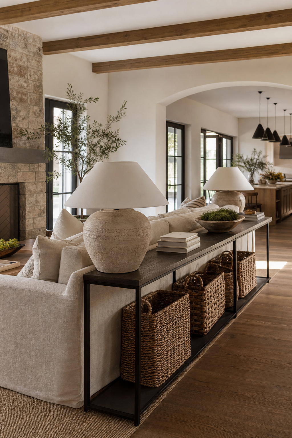 Add A Console Behind The Sofa for Trending Sofa Designs To Anchor A Stylish Living Room