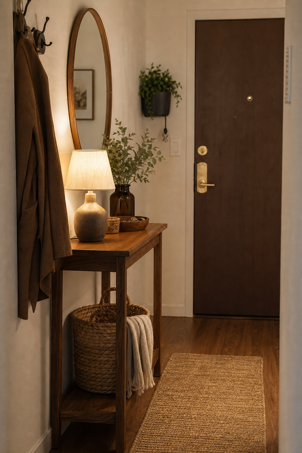Warm apartment aesthetic idea with make the entry feel intentional