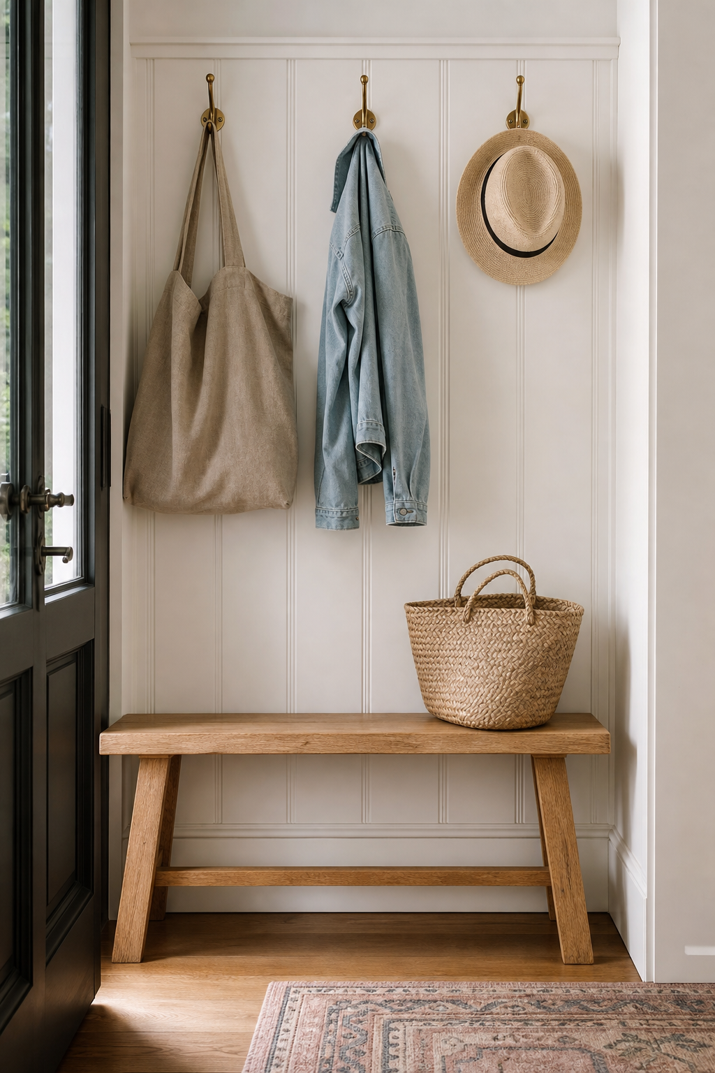 Cute bathroom with greenery in a ceramic pot