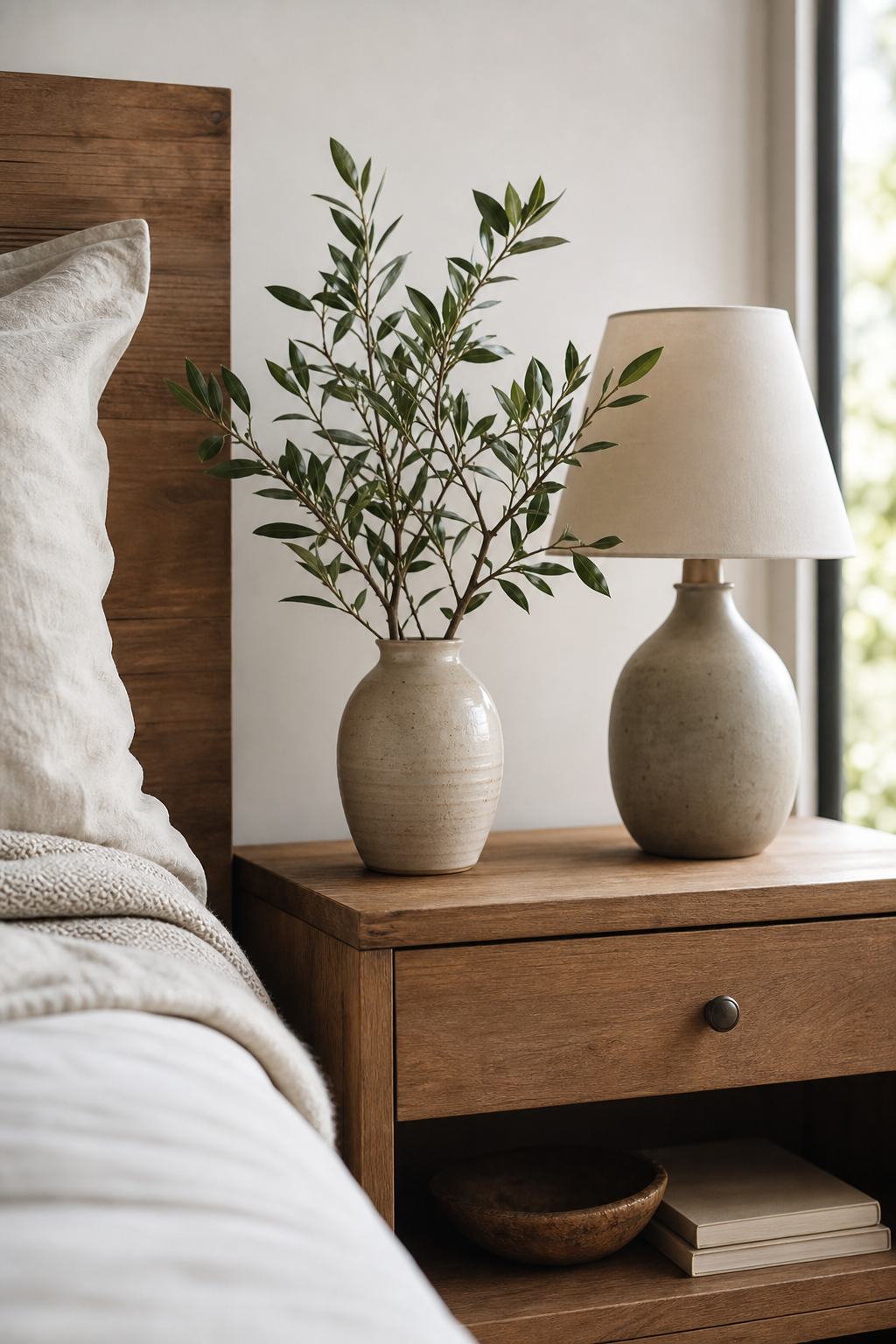 Add A Small Plant Or Branches in a cozy Pinterest-worthy bedroom