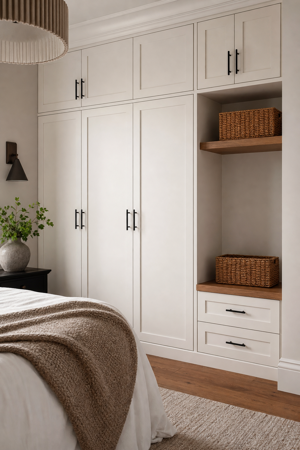 Use Black Hardware For Crisp Contrast in a stylish wall closet design