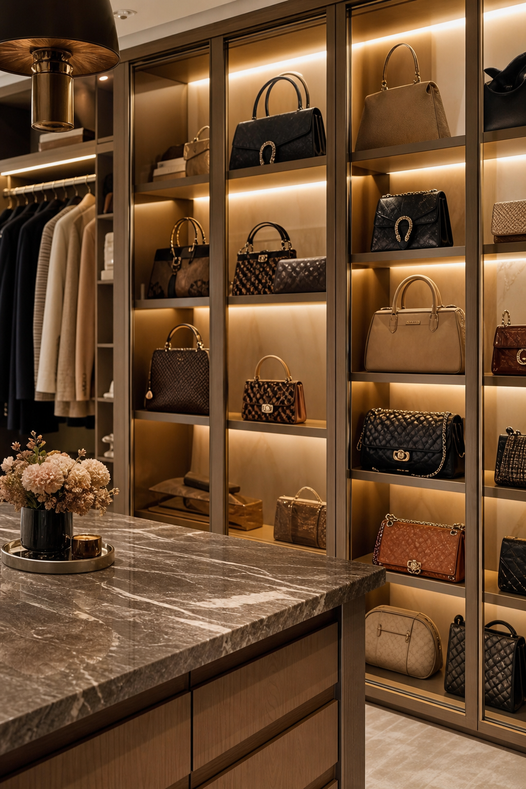 Create A Handbag Display Zone in a neat stylish closet room