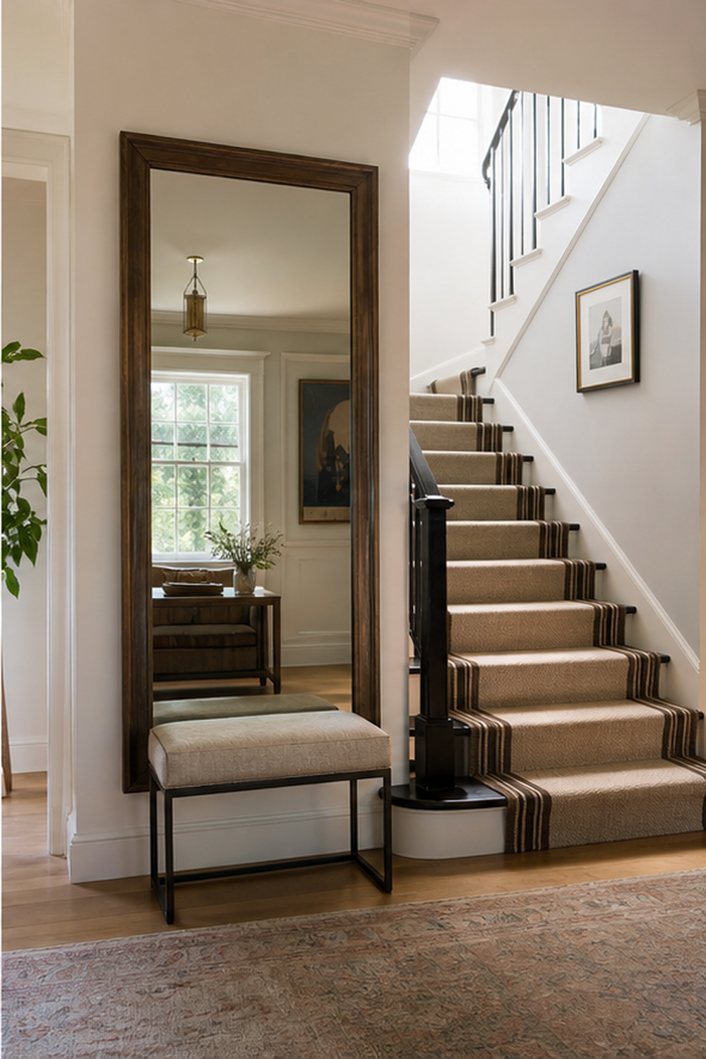 Dramatic Stair Landing Mirror for big mirror ideas