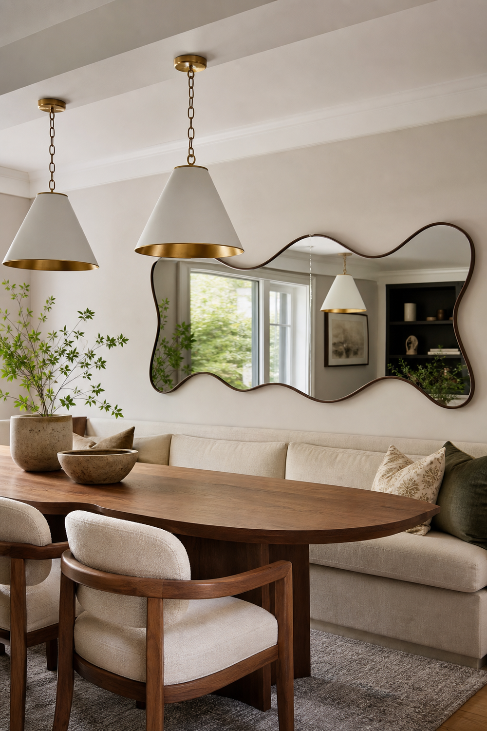 Use A Horizontal Wavy Mirror In The Dining Area for wavy mirror ideas
