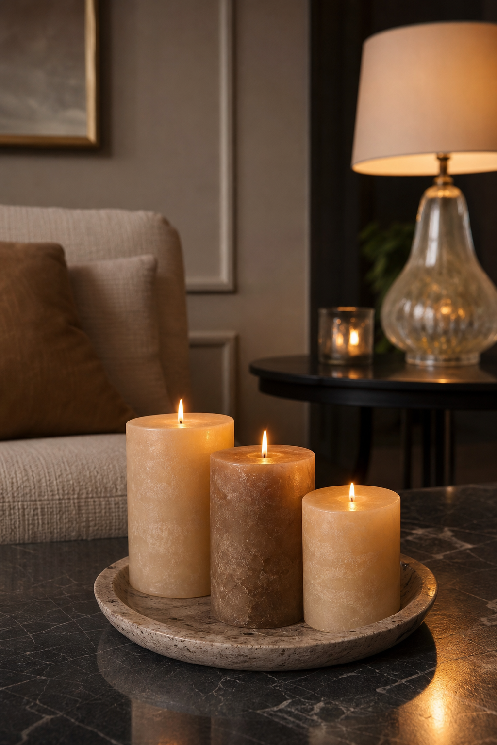use a candle cluster carefully for cozy room decor