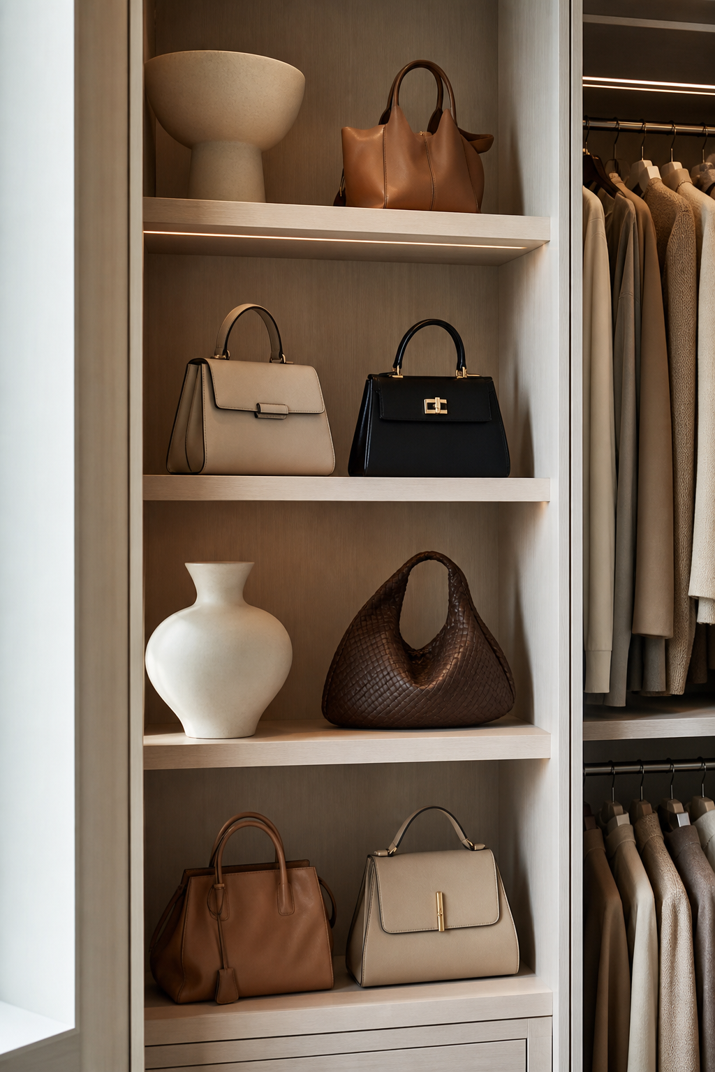 Add A Mirror To Check Proportions for Handbag Organization Ideas For A Neat Stylish Home