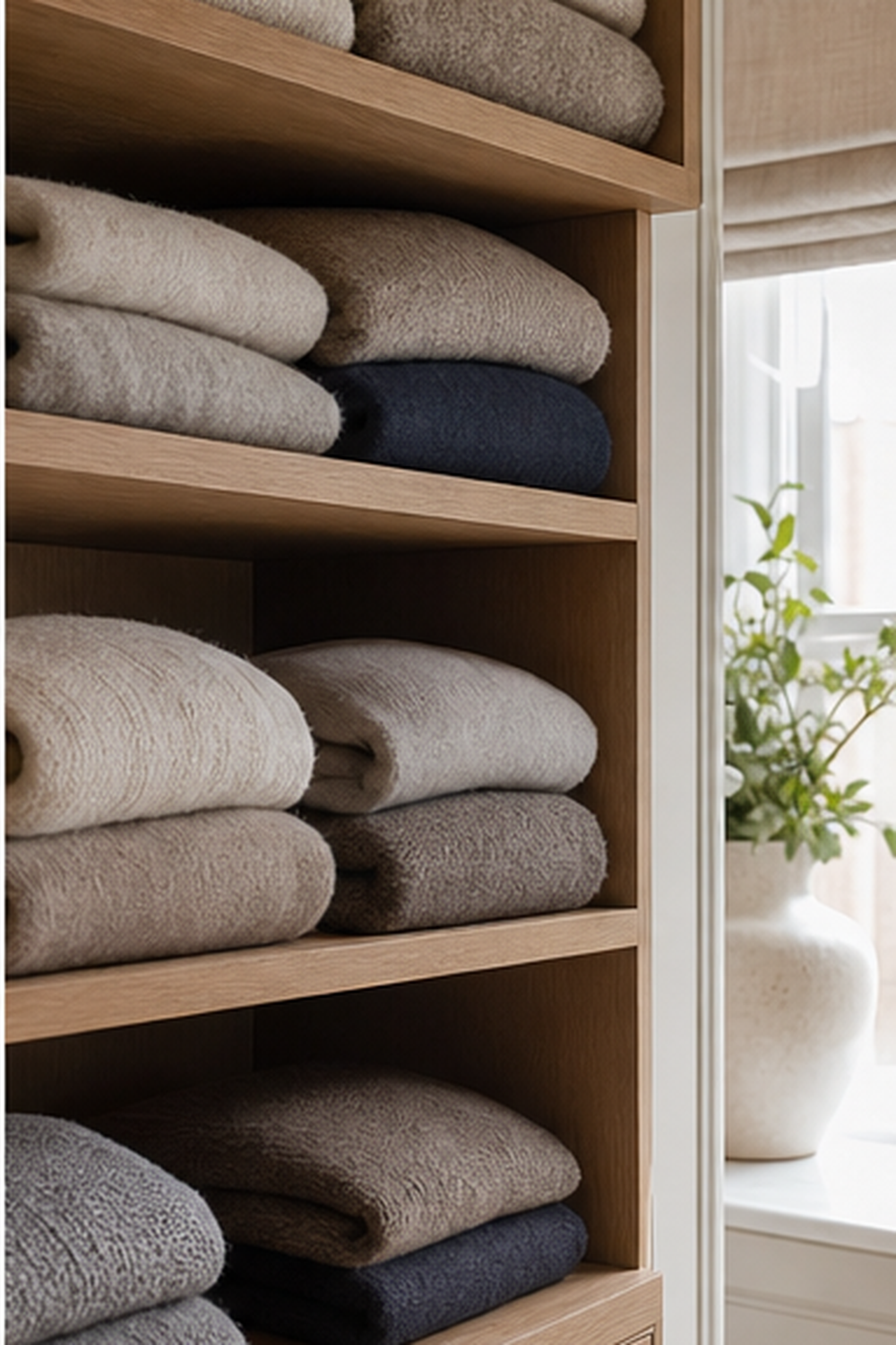 Folded Sweater Cubbies for small walk-in closet ideas