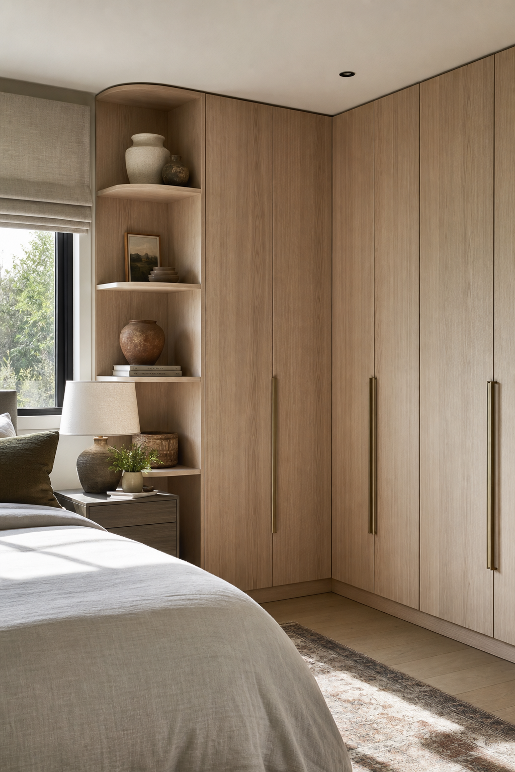 Wrap A Corner With Continuous Closet Storage in a stylish wall closet design
