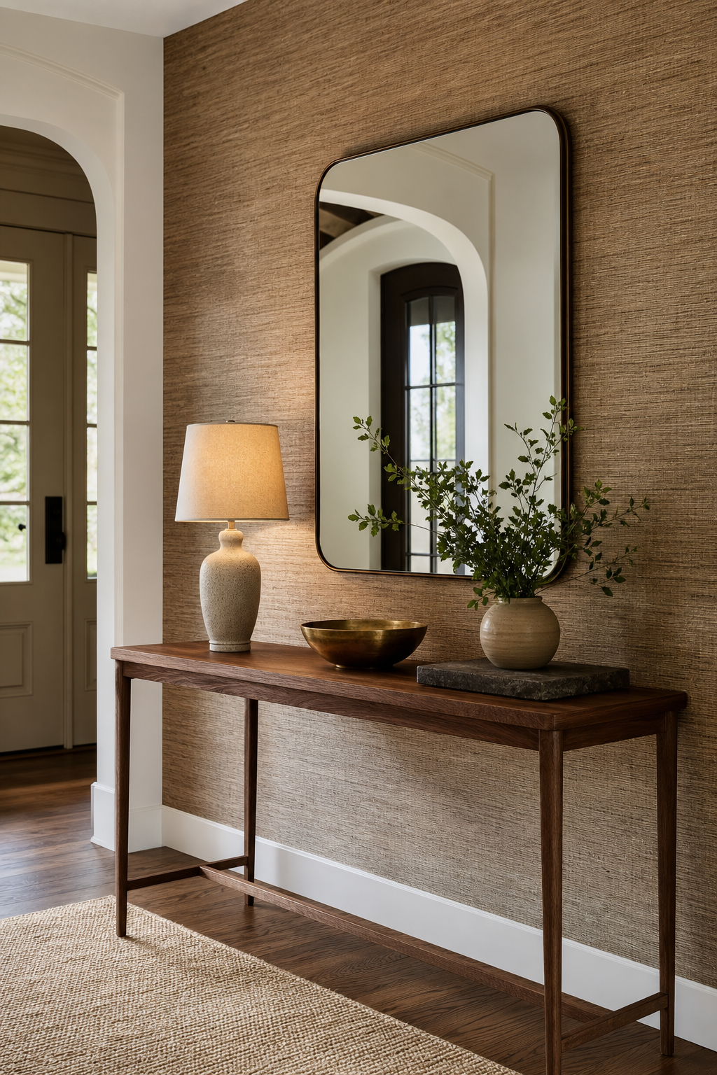 Pair A Mirror With Textured Wallpaper for Mirror Design Wall Ideas That Brighten And Elevate Any Room