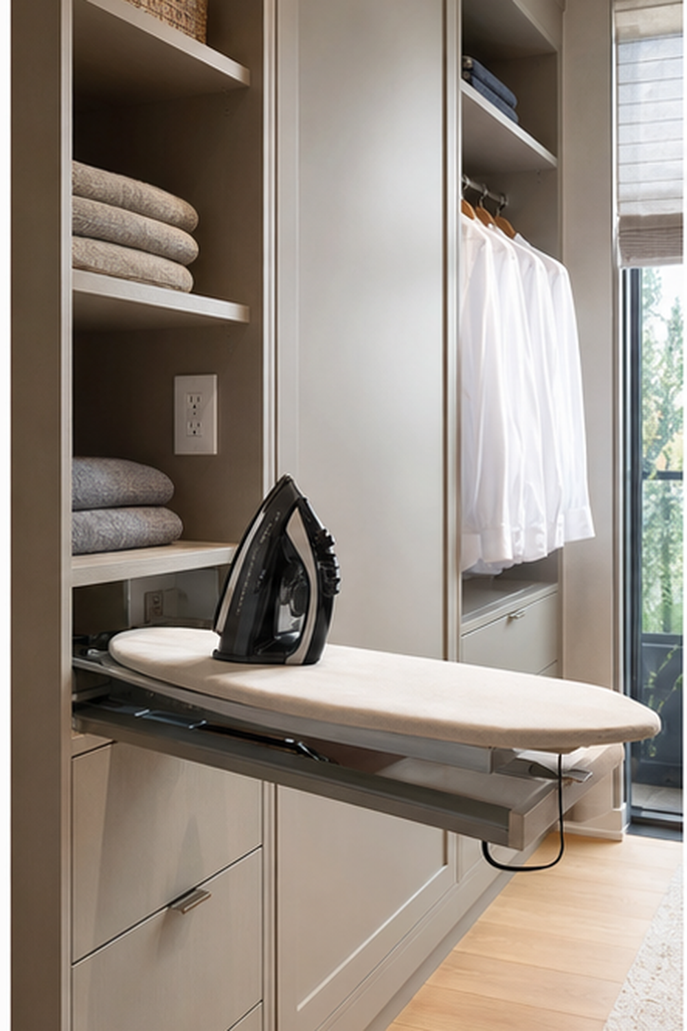 Hidden Ironing Pullout for small walk-in closet ideas