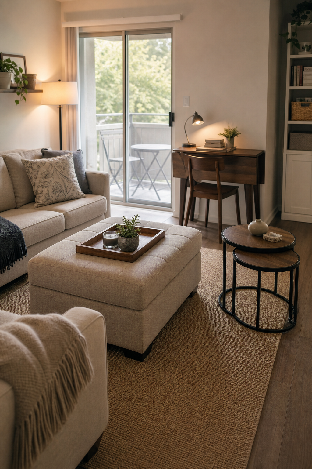 Multi-use furniture making a small apartment flexible