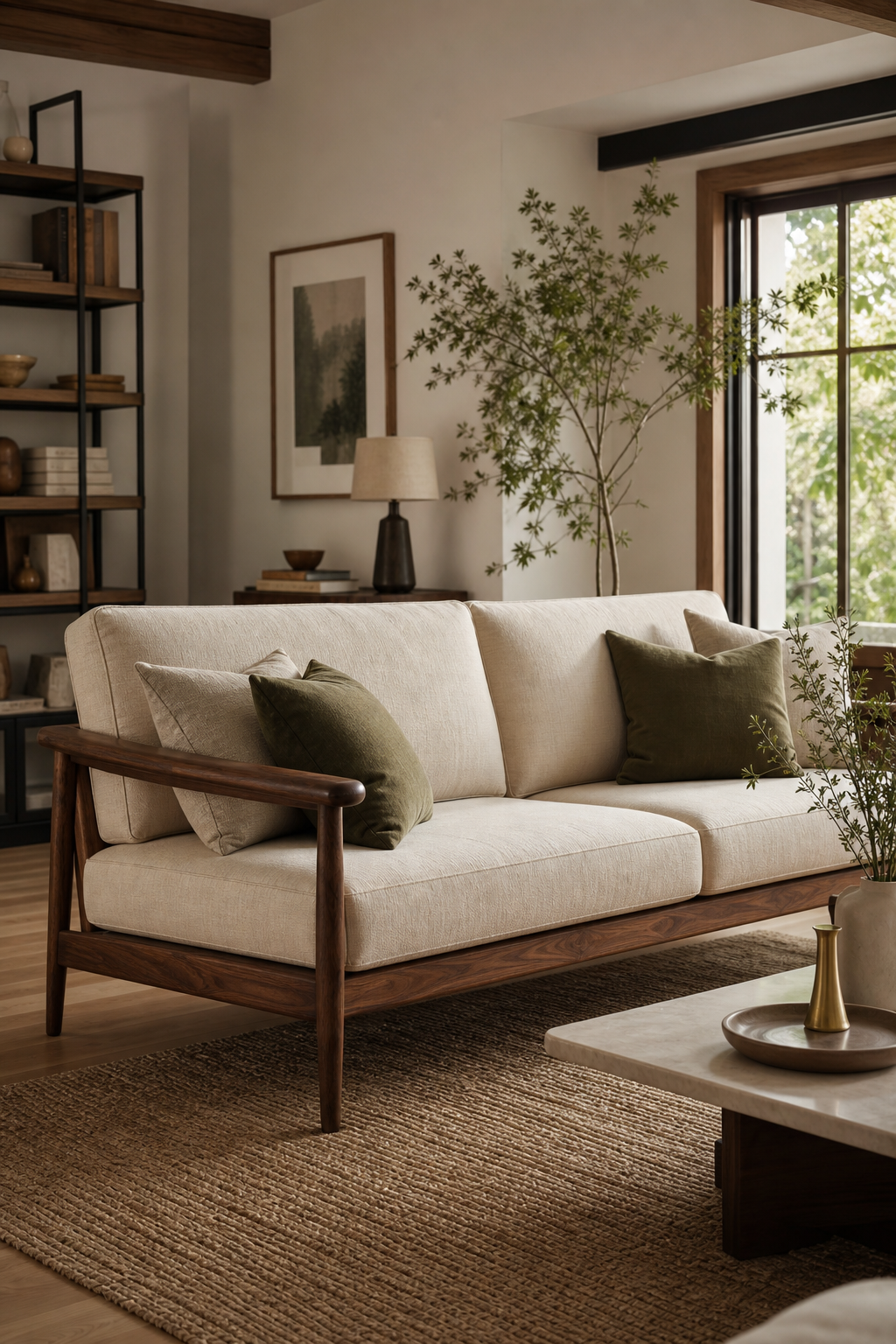 Modern sofa design idea with wood-framed sofa